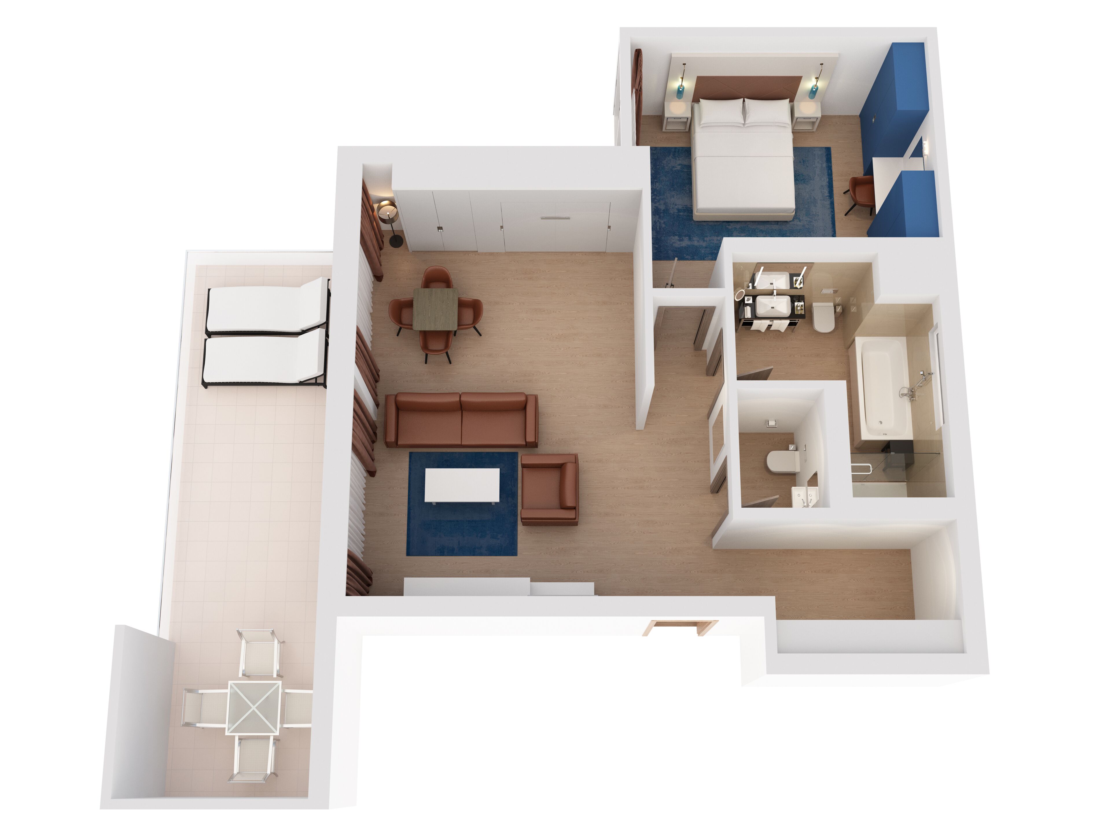 华丽套房, 1 间卧室 (Beach) | 防过敏的被褥、迷你吧、客房内保险箱、笔记本电脑工作区