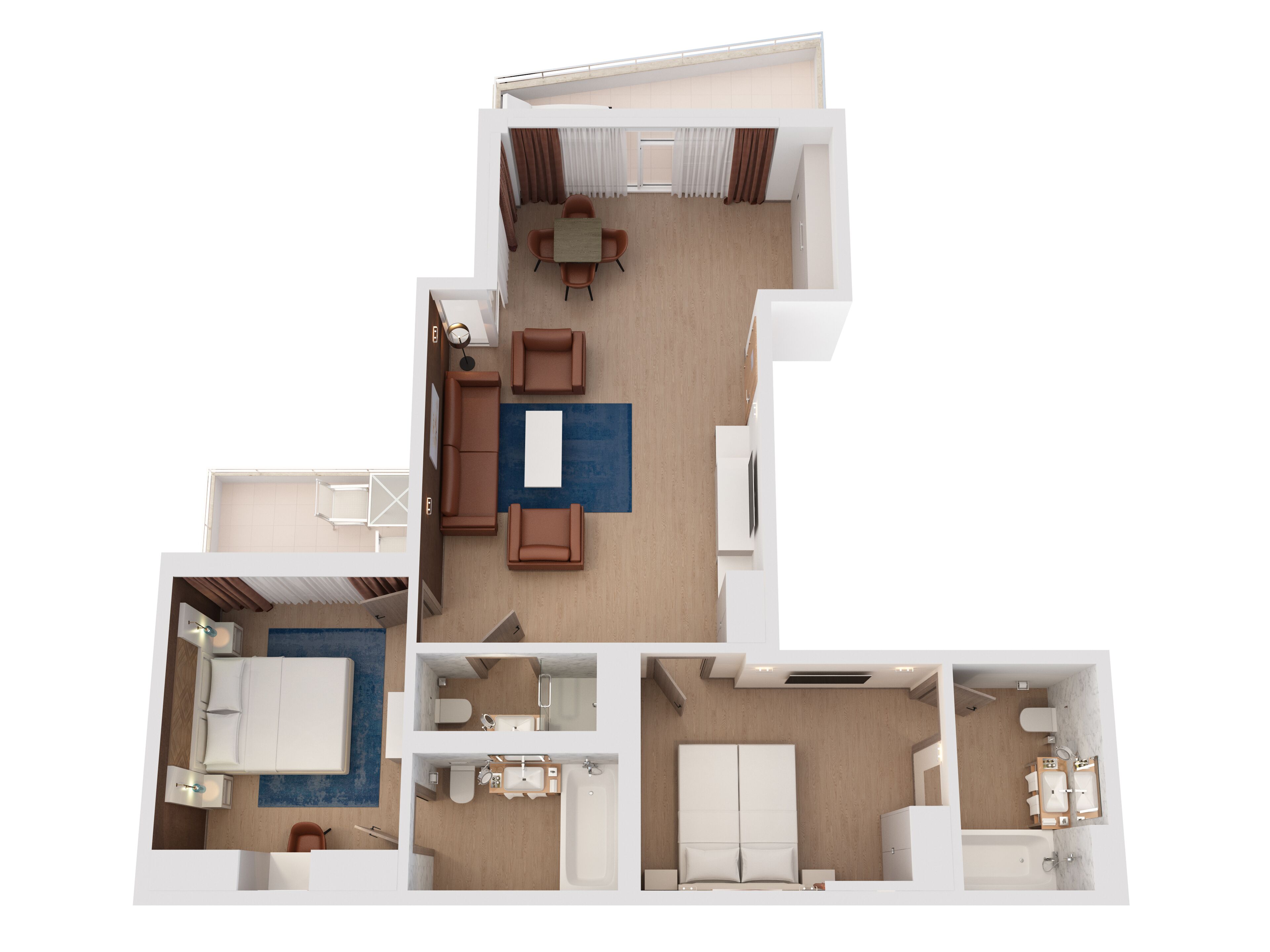 华丽套房, 2 间卧室 | 防过敏的被褥、迷你吧、客房内保险箱、笔记本电脑工作区