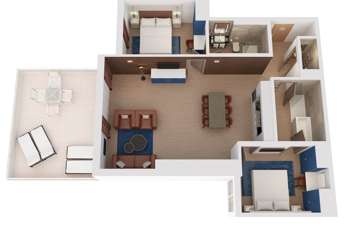 别墅, 2 间卧室 | 防过敏的被褥、迷你吧、客房内保险箱、笔记本电脑工作区