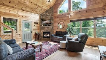 Smart TV, fireplace, video games, foosball