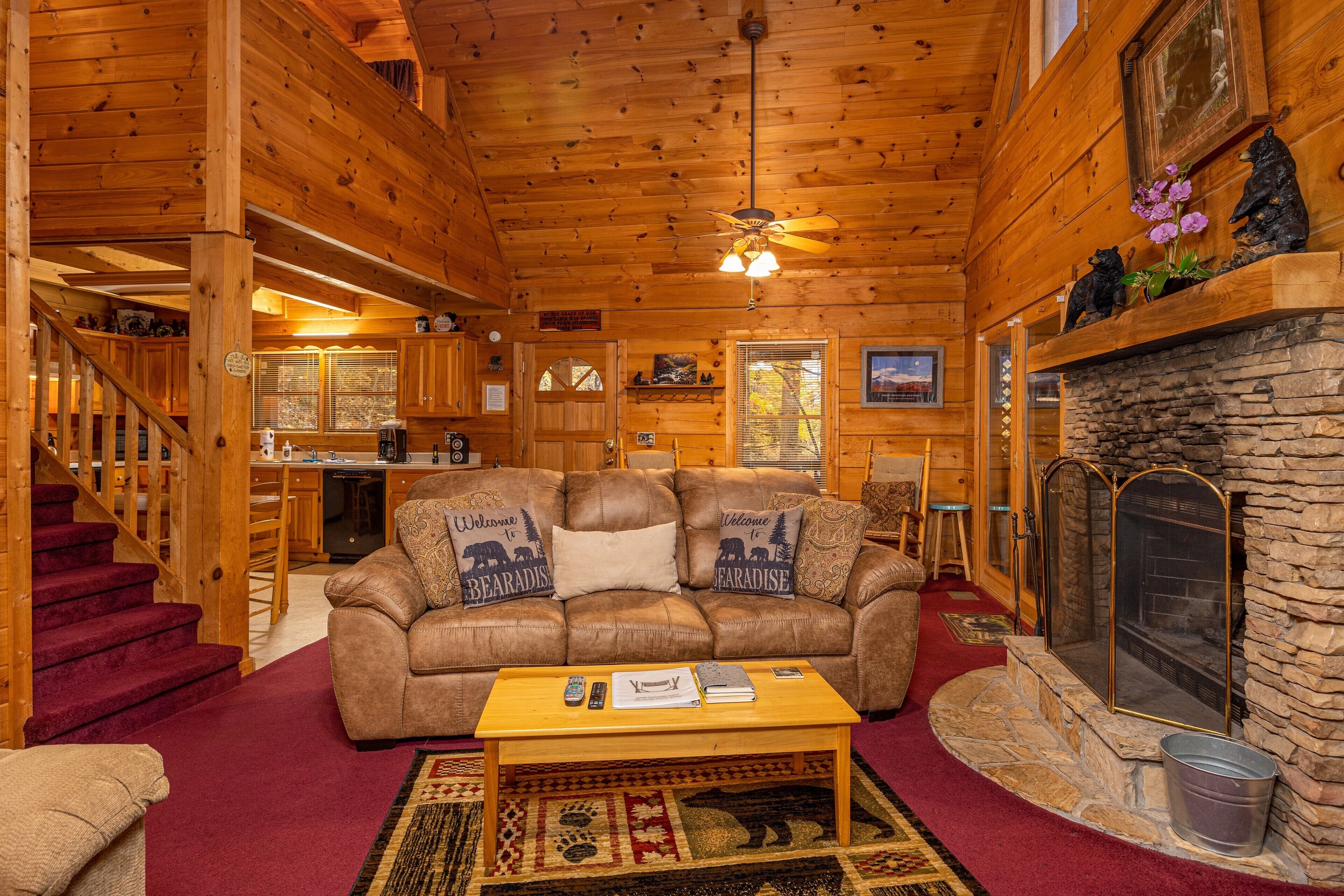 Smart TV, fireplace, video games, DVD player