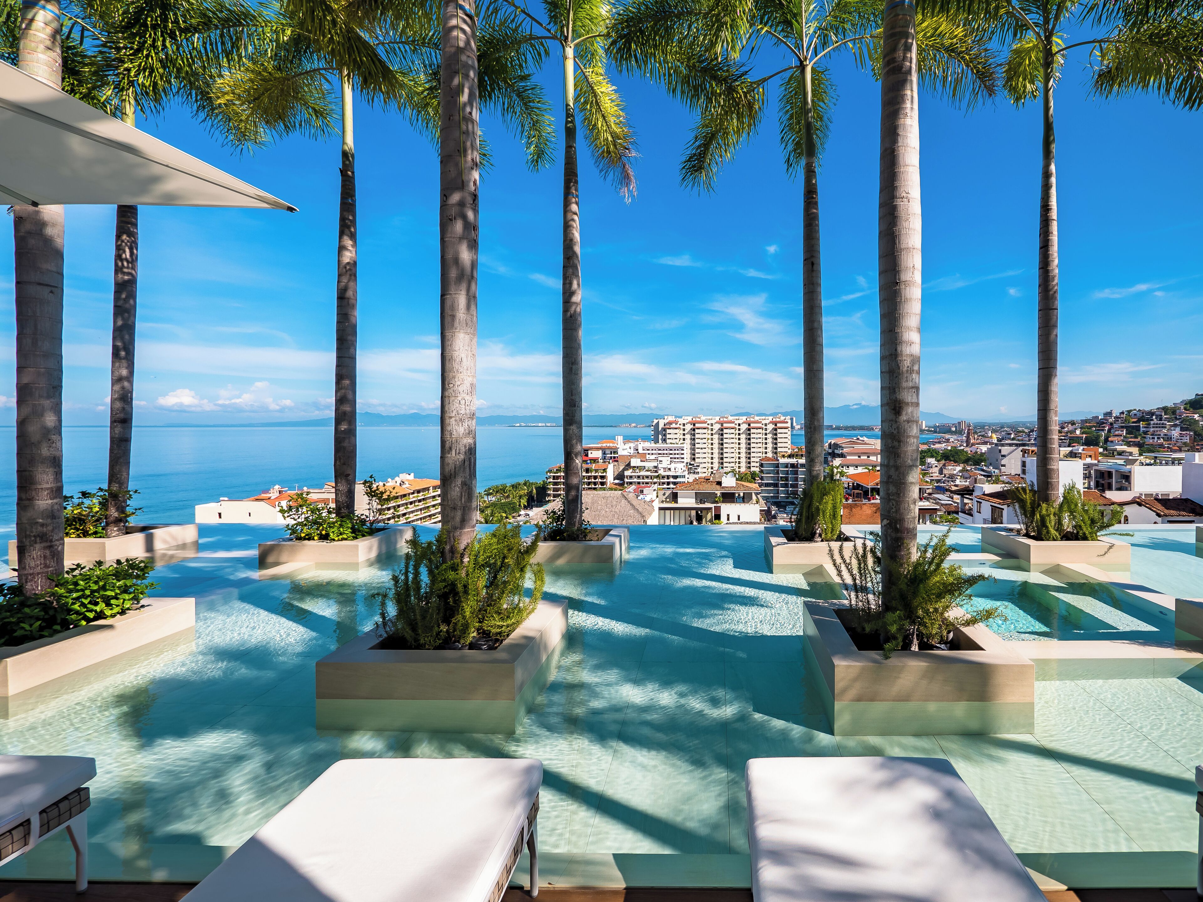 An infinity pool, a heated pool