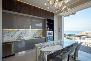 Fridge, microwave, oven, stovetop - Ritzy Pier 57 Penthouse  Ocean Views Romantic Zone (Puerto Vallarta)