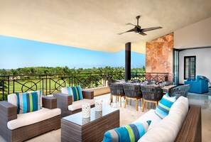 Outdoor dining - NEW Luxury Ocean View PH, Golf Cart w/ Premier Golf + Housekeeper/ cook (Punta de Mita)