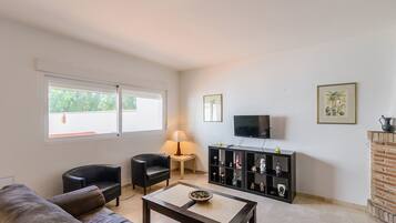 TV, fireplace
