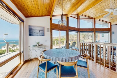 Dog-friendly beach house with private hot tub, indoor pool, WiFi & ocean views