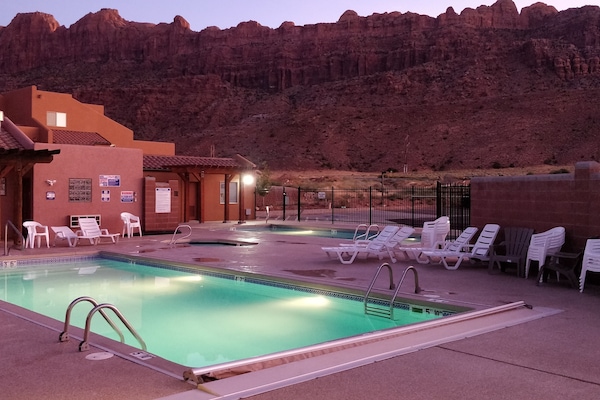 Pool is a ninety second walk away.