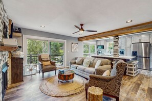 TV, fireplace, video games