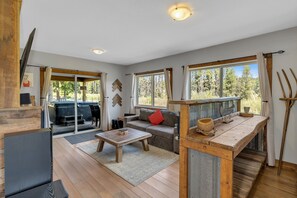 Smart TV, fireplace, video games, foosball