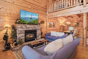 TV, fireplace - Beyond Expectations: Pet-Friendly, Wi-Fi, Hot Tub, Resort Pool, Top Amenities, close to Attractions! (Sevierville)