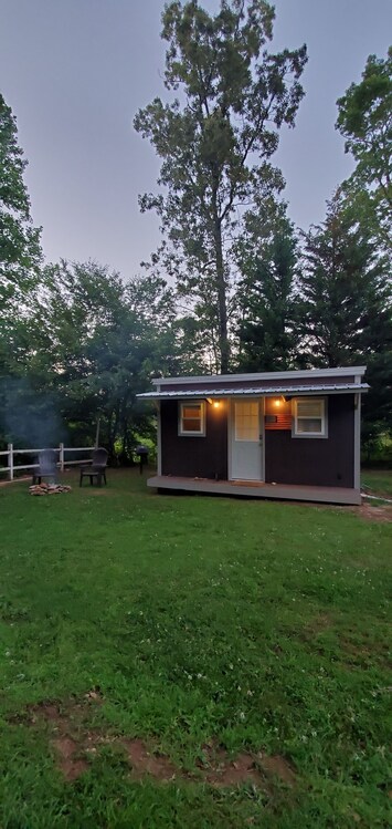 Front of Cabin, Firepit to the side