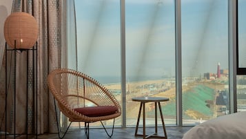 Sea View XL Double Room | Down comforters, in-room safe, desk, laptop workspace