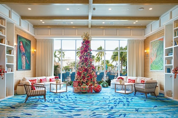 Hotel entrance and lobby at Margaritaville Beach Resort - Nassau