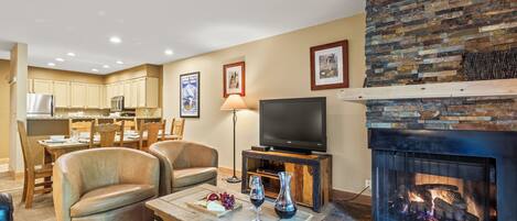 TV, fireplace, DVD player