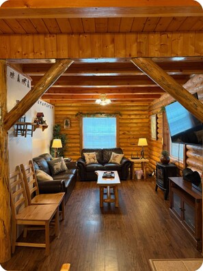 Smart TV, fireplace, DVD player, foosball