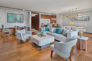 Suite, 1 King Bed (Ambassador) | Living area | 55-inch LED TV with cable channels, TV, pay movies - Hilton Chongqing Liangjiang New Area (Chongqing)