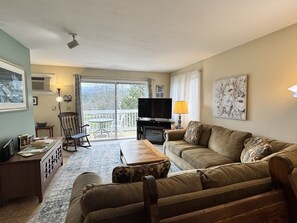 TV, fireplace, DVD player - Gorgeous Home with Free WiFi, Electric Fireplace, & Shared Pool/Hot Tub (Stowe)