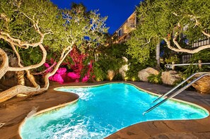 Relax in the hot tub at twilight. Adults only in this hot tub - 2BR Condo at North Coast Village | B116 (Oceanside)