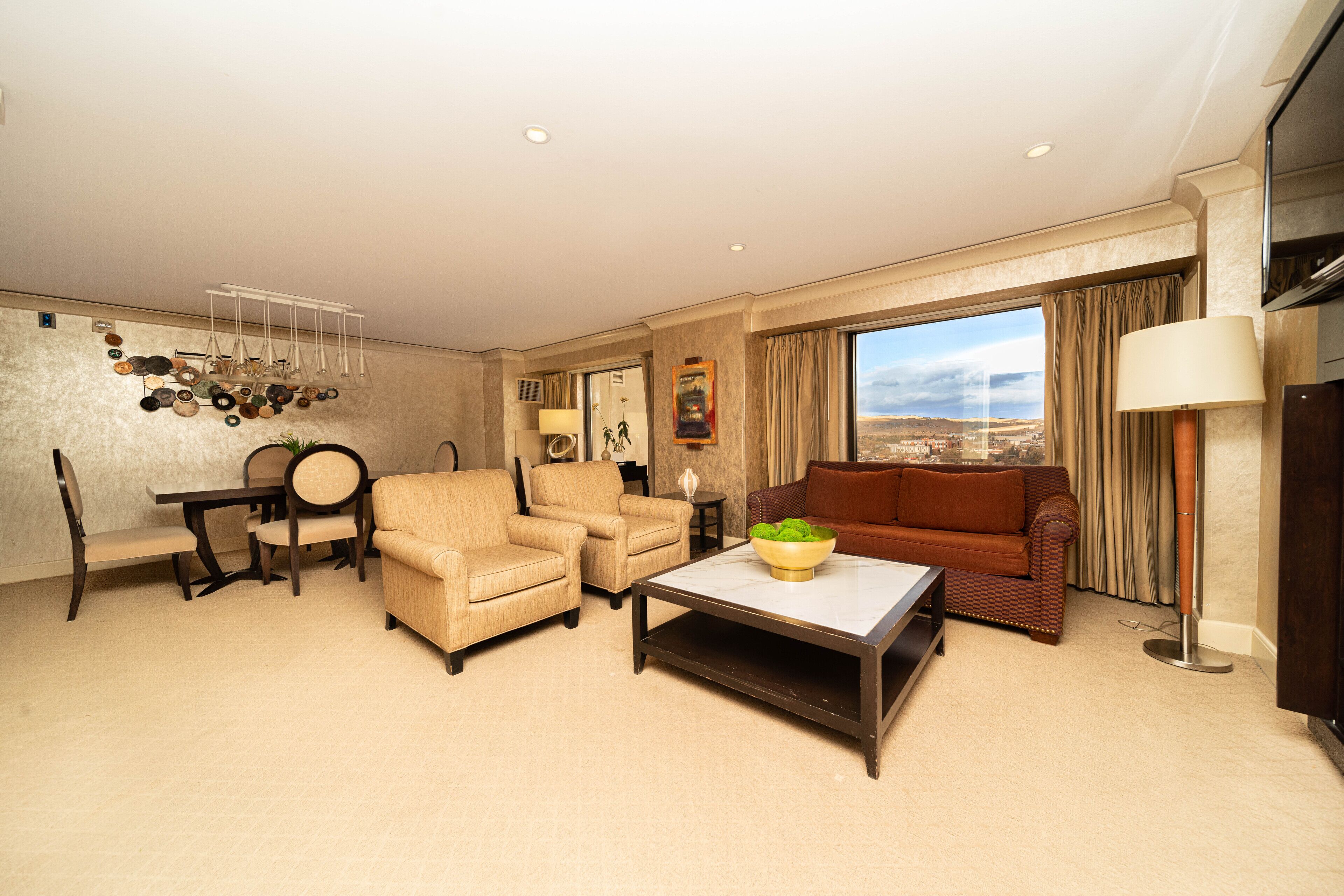 executive suite, 1 king bed with sofa bed (chairman) | living room | 30-inch led tv with cable channels, tv, netflix