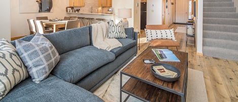 Flat-screen TV, fireplace, offices