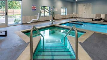 Indoor pool, open 7:00 AM to 11:00 PM, sun loungers