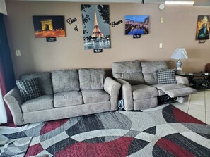 Smart TV, DVD player, books, video library