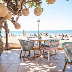 Breakfast, lunch served; local and international cuisine, beach views