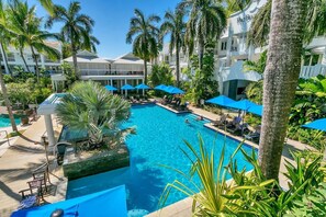 Outdoor pool, a heated pool - Ground Floor Poolside LUX Apt - Peppers Beach Club, w/Kitchen & Terrace Balcony (Palm Cove)