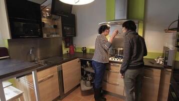 Fridge, microwave, dishwasher