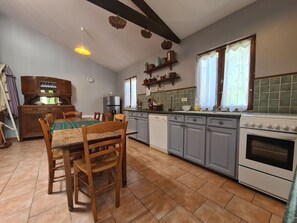 Fridge, microwave, dishwasher