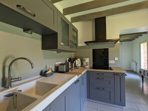 Fridge, microwave, dishwasher