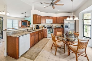 Fridge, microwave, oven, dishwasher