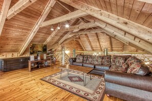 TV, fireplace, DVD player, foosball