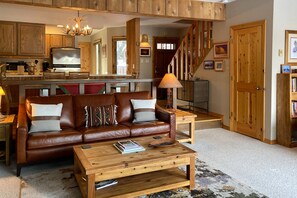 TV, fireplace, DVD player, video library