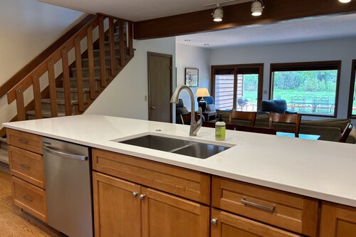 Centrally located condo with furnished deck, amazing Teton views, & fireplace