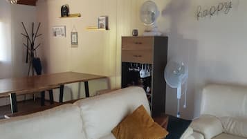 Televisie, een dvd-speler, boeken en een filmbibliotheek