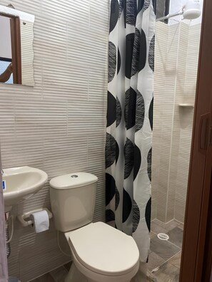 Ducha, toallas, jabón y papel higiénico