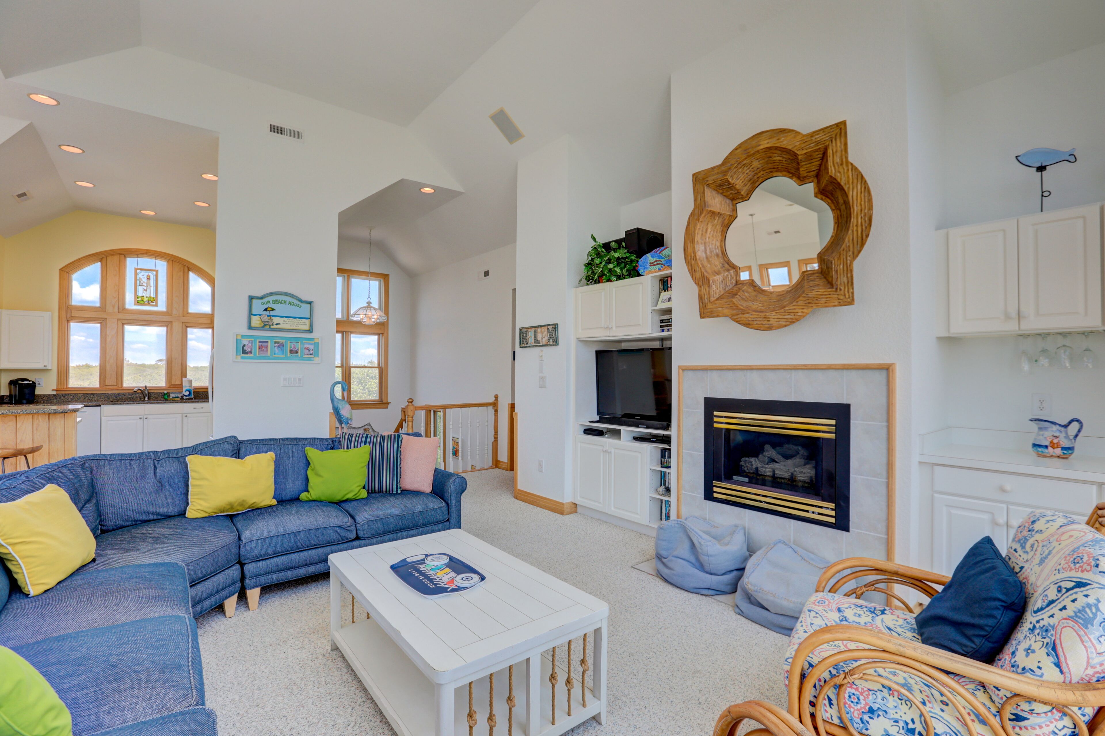 Cheerful semi-oceanfront Corolla home w/ private pool, hot tub, & gas fireplace