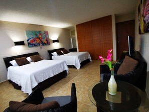 Superior Studio, 2 Double Beds, Partial Ocean View | In-room safe, individually furnished, desk, iron/ironing board - Cozy Studio In Beachfront Condominium (Cancun)