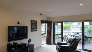 TV, DVD player, stereo