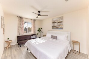 3 bedrooms, desk, iron/ironing board, travel cot