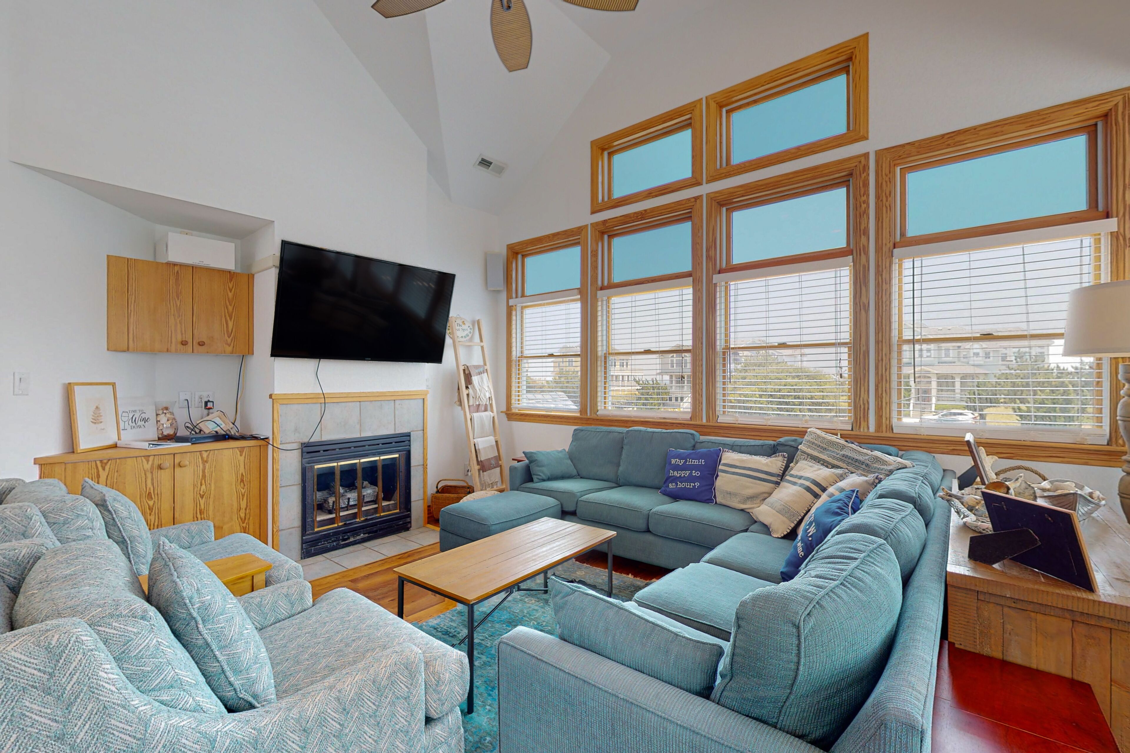 Relaxing semi-oceanfront Corolla home with private pool & hot tub, rec room