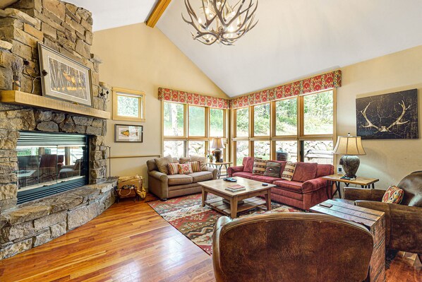 TV, peis, DVD-spiller og stereoanlegg