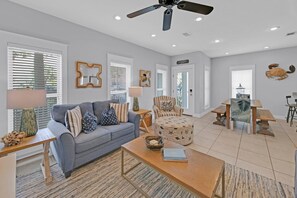 Smart TV, fireplace, DVD player