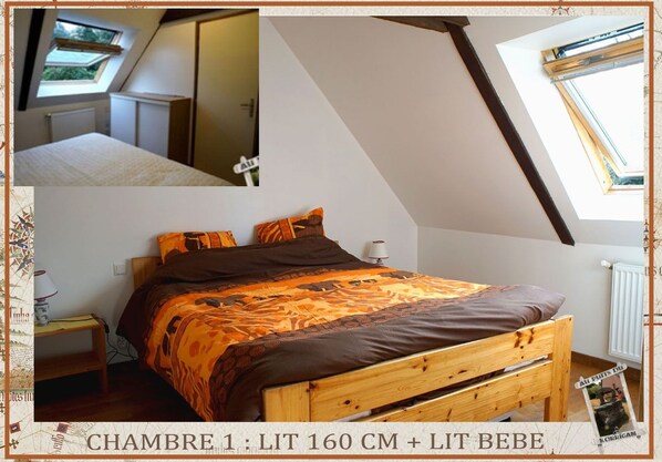 2 chambres, fer et planche à repasser, lit parapluie, Wi-Fi