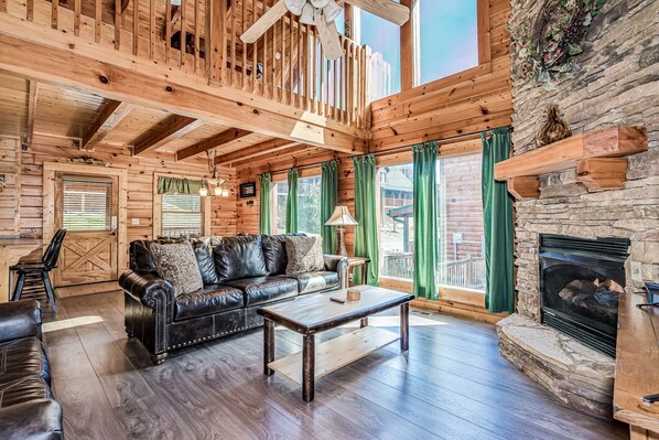 Smart TV, fireplace, DVD player, books