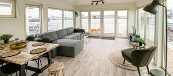 Lovely ship in Aalsmeer with lake view