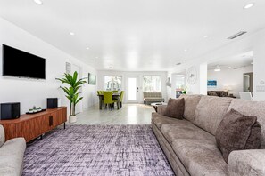 Smart TV, DVD player, books, music library