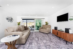 Smart TV, DVD player, books, music library