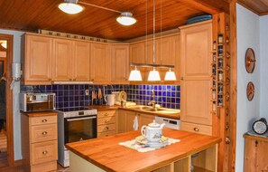 Fridge, stovetop, dishwasher, coffee/tea maker